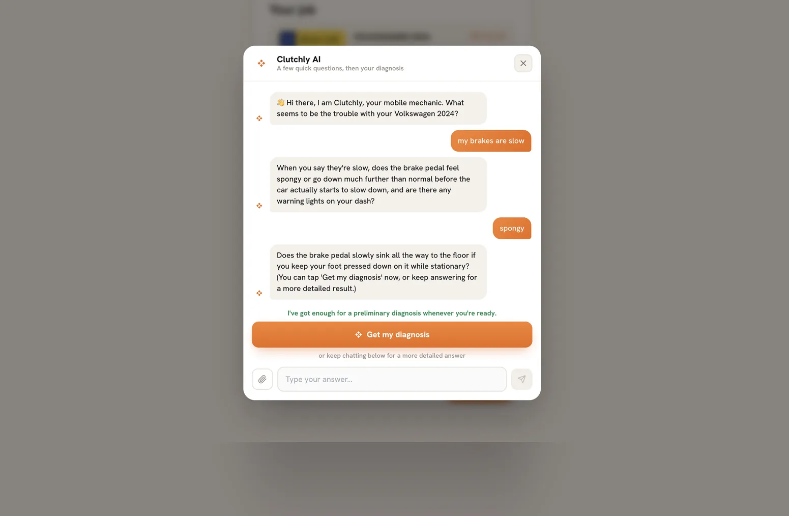 Clutchly AI fault diagnosis chat