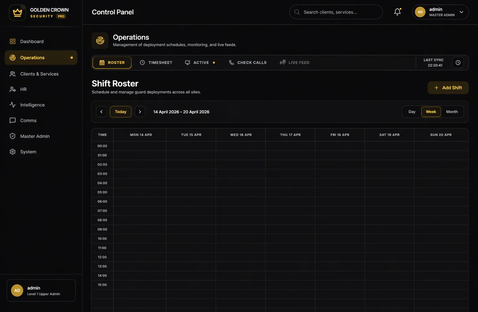 Golden Crown Security platform on desktop